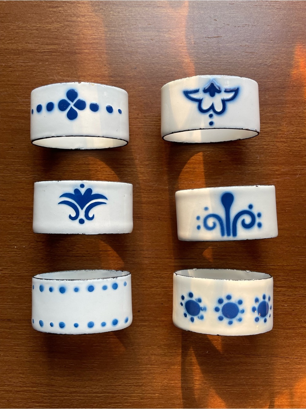 Katarina Brieditis for IKEA Set of 6 HEDER Napkin Rings Blue & White Enamel